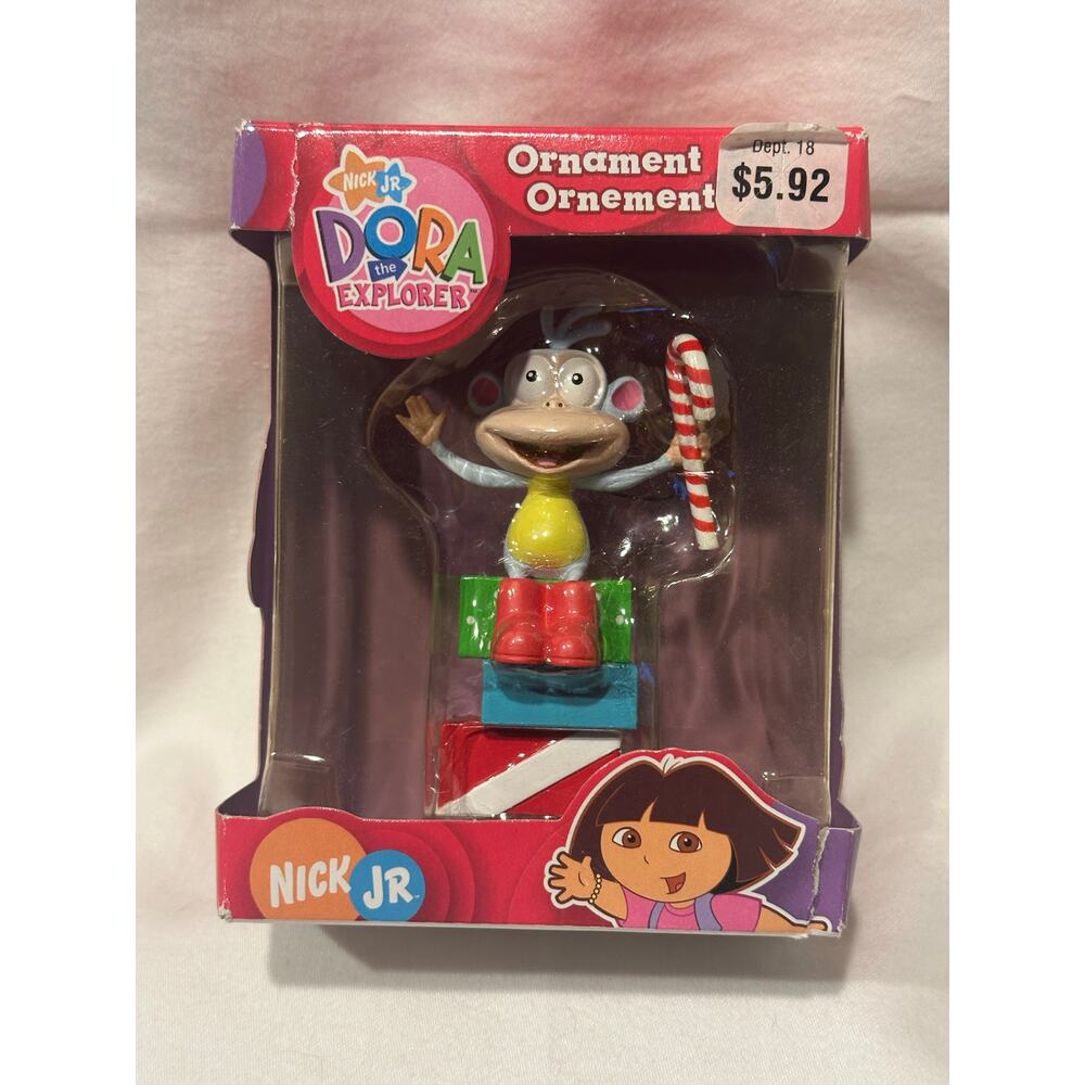 Vintage Dora Boots the Monkey, Candy Can Ornament, 2004, New in Box Christmas